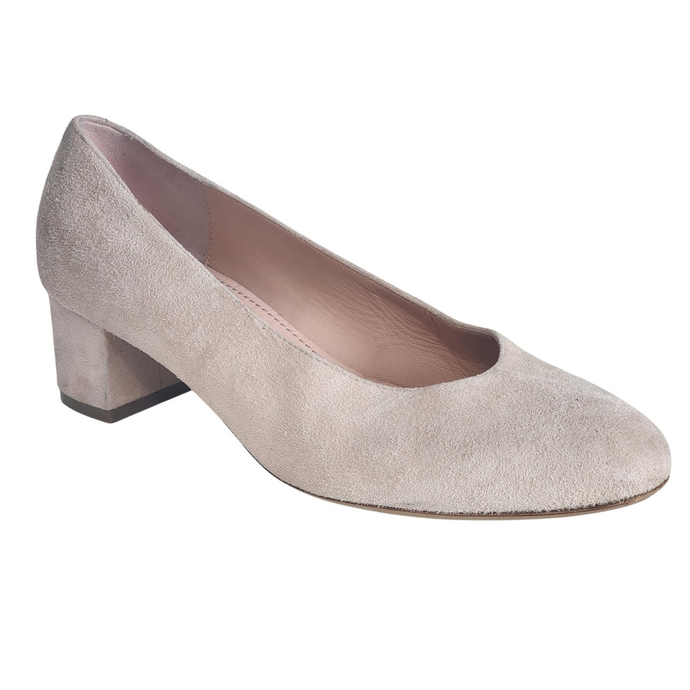 Mansur Gavriel Light Pink Suede Round Toe Block Heel Pumps Size 36